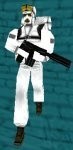 White antartica gun man