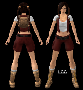 Young Lara (Red With Backpack) Outfit