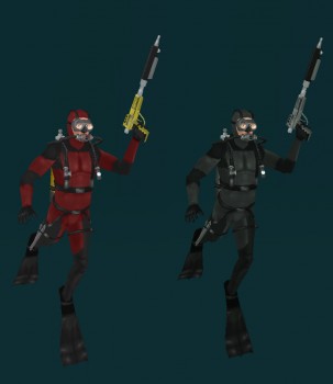 Red and Gray Frogman