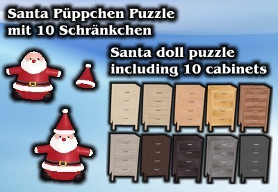 Santa doll puzzle with 10 cabinets